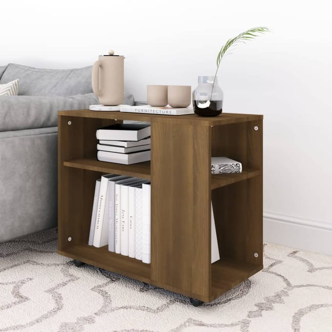 vidaXL - Bijzettafel - 70x35x60,5 - cm - bewerkt - hout - bruin - eikenkleur