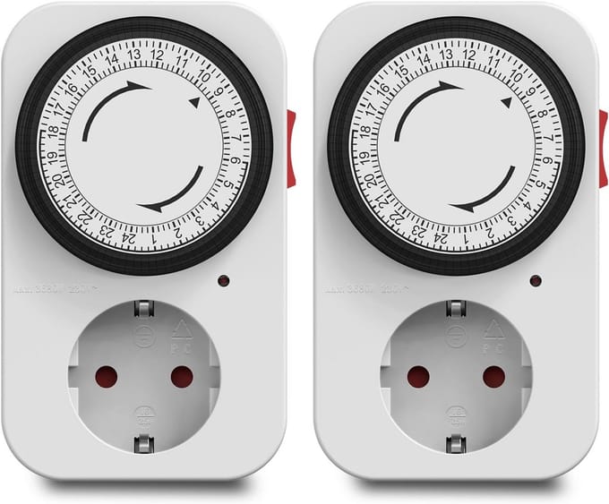 2x Mechanisch Tijdklok Stopcontact - Instelbare 24 Uur Timer voor Apparaten
