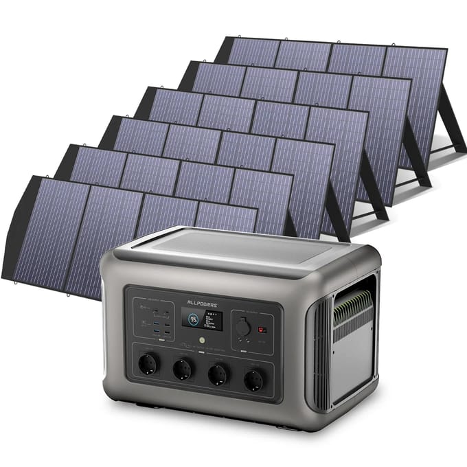 ALLPOWERS Solar Generator Kit 3500W (R3500 V2  + SP033 200W Solar Panel) - R3500+6pcs SP033 200W  Solar Panel
