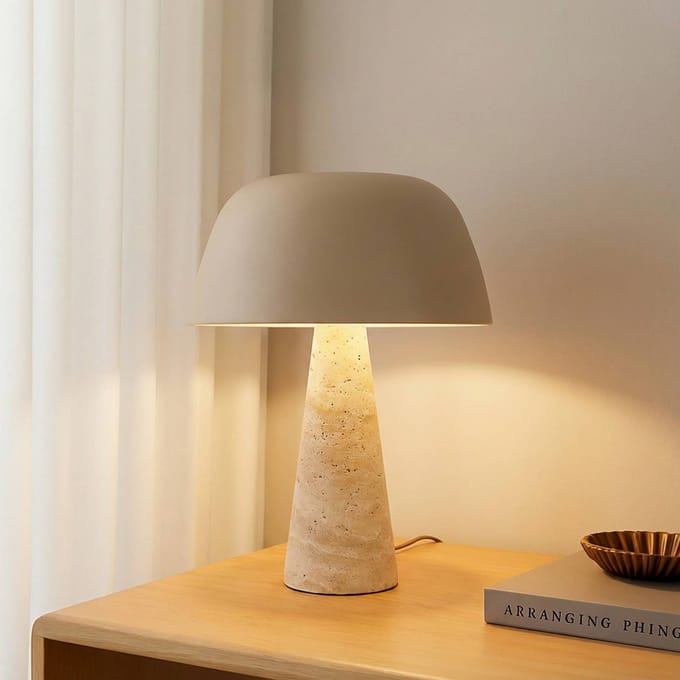 Lindby - Tafellamp - 1licht - IJzer, grotsteen - H: 41 cm - E27 - beige