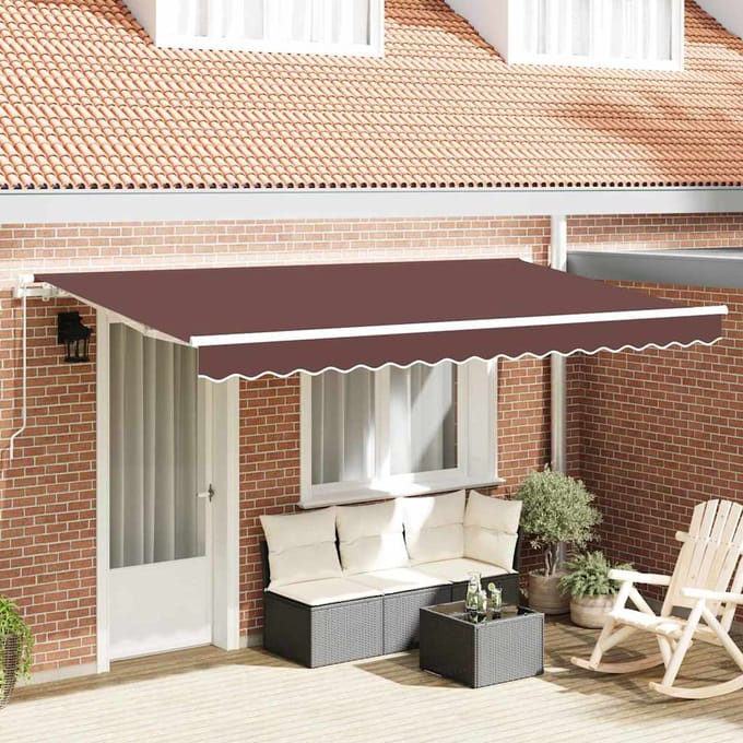 vidaXL - Uitschuifbare - luifel - Bruin - 400 - x - 200 - cm - Stof