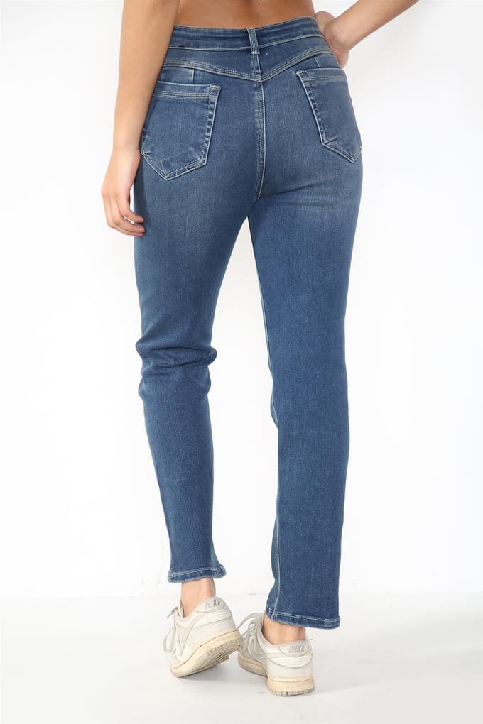 Dames Magic Shaping hoog getailleerde jeans met rechte pijpen in blauw