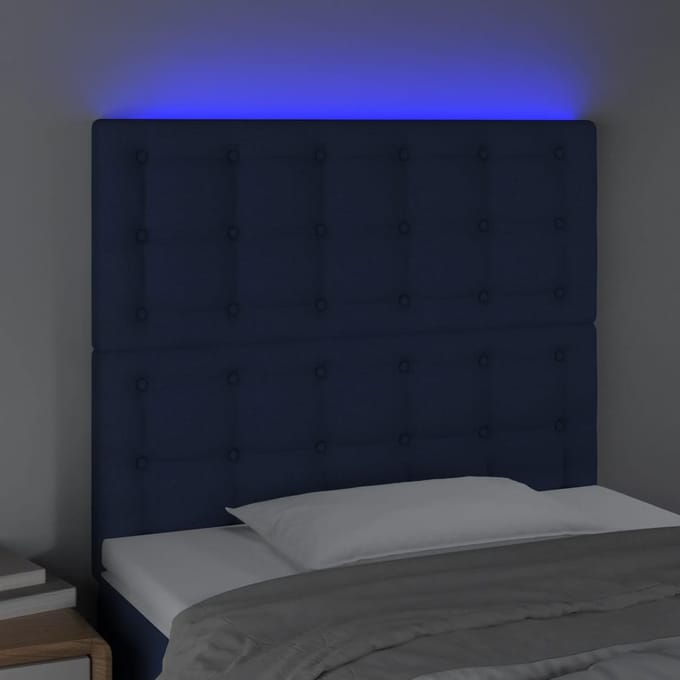 vidaXL - Hoofdbord - LED - 100x5x118/128 - cm - stof - blauw