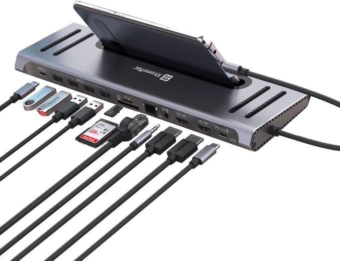 XtremeMac - Docking Hub Station - SD-kaartlezer - 12 Poorten - Zilver