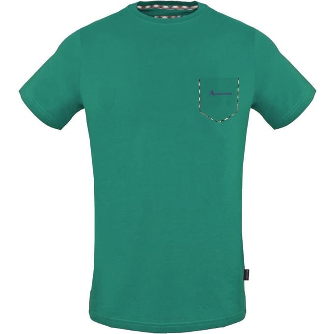 Aquascutum Heren Geruit Zak T-Shirt (Groen)