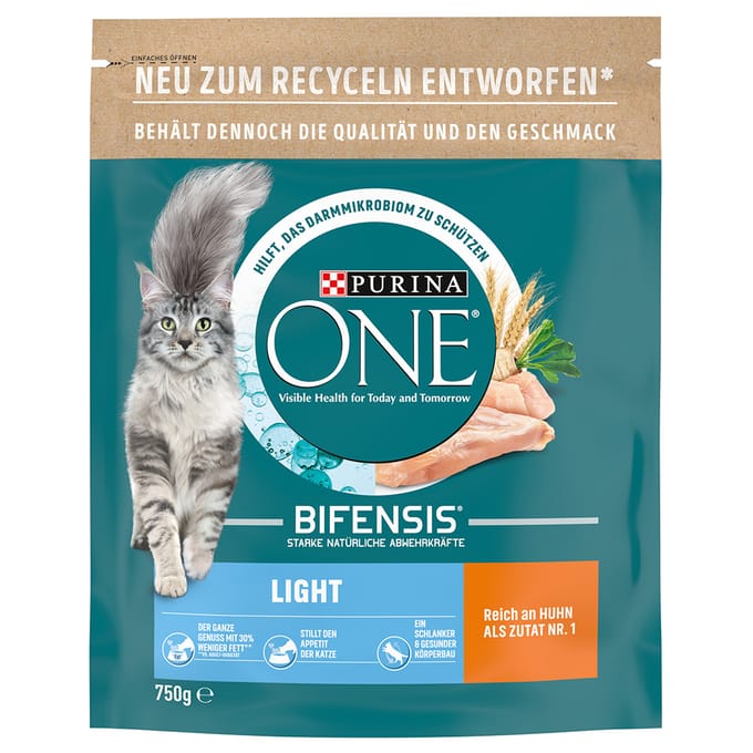 50% korting! 2 x Purina One droogvoer voor katten kleine verpakkingen - Light met Kip (2 x 750 g)