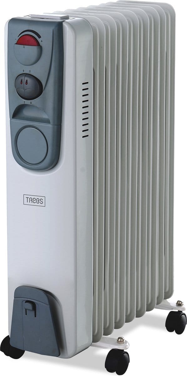 Trebs 99405 - Olieradiator - 2000W - Verstelbare Thermostaat - Wit/Grijs