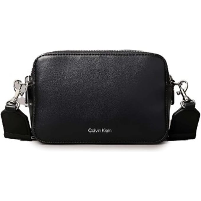 Calvin Klein Webbing Double Strap Crossover Black/shiny Nickel Größe: OS | Umhängetaschen Outlet | Damen | Schwarz