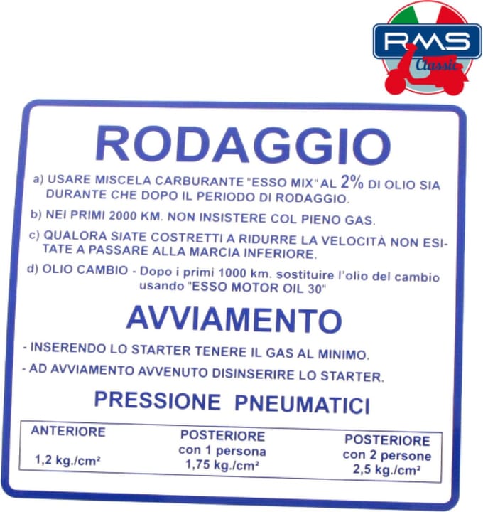 Autocollant stickers pour Scooter Piaggio 125 Cosa 1988 à 1991 Neuf
