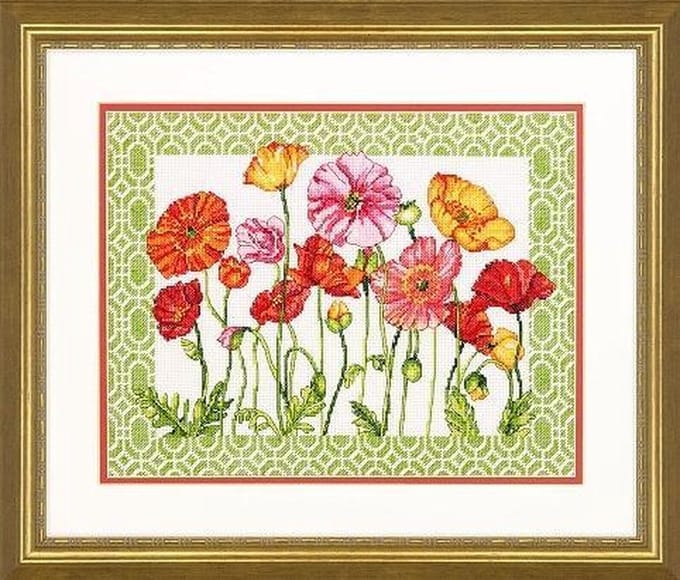 Borduurpakket poppy pattern - papaverpatroon om te borduren Dimensions