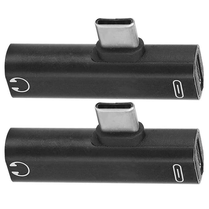 2 stuks 2 in 1 TypeC naar 3.5mm Assist o Kabel Draad Oplader Headset Distributeur Adapter(zwart ) zwart