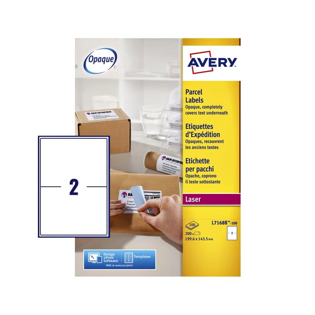 Verzendetiket Avery Block-out - 199 - 6x143 - 5mm wit doos 100 vel - 2 etiketten per vel