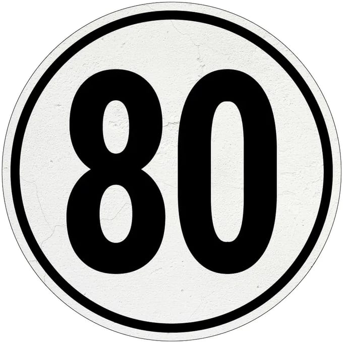 Tempo 80 bord | Sign Again materiaal | 10 cm