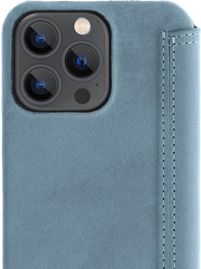 Minim Apple iPhone 13 Pro Hoesje Echt Leer Book Case Blauw
