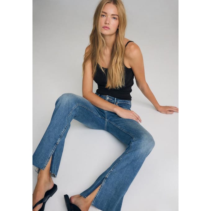 Stradivarius D74 flared split jeans  OVERGEVERFDE DENIM WASSING 32