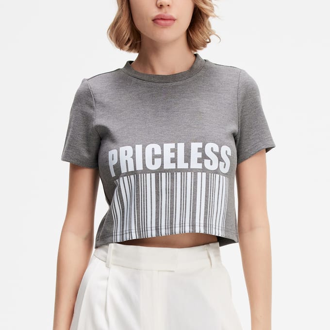 Typo print crop t-shirt