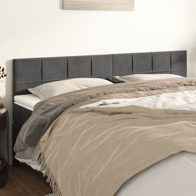 vidaXL - Hoofdborden - 160x5x78/88 - cm - fluweel - donkergrijs