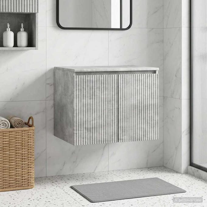 vidaXL - Wandgemonteerde - Badkamerkast - Betongrijs - 62,5 - x - 44,5 - x - 50 - cm