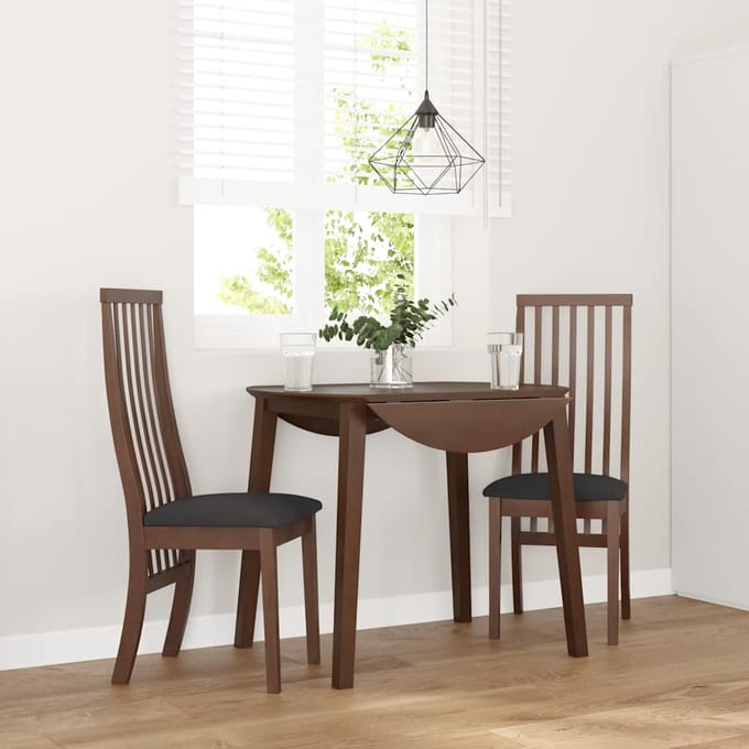 vidaXL - Eetkamerstoelen - met - kussens - 2 - st - massief - hout - rubber - bruin