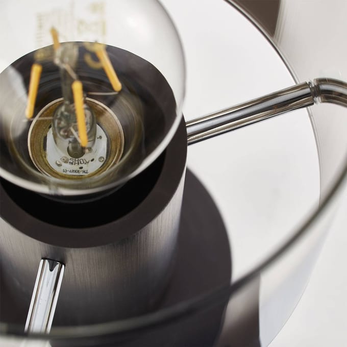 Brilliant Tafellamp Beth - Koffie - Rookglas - E27
