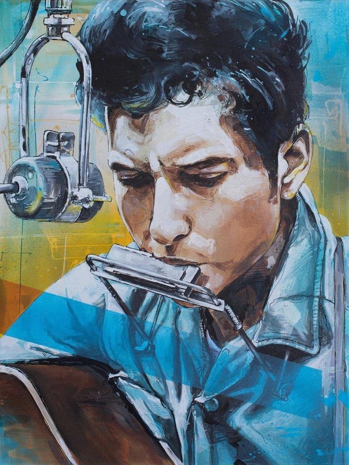 Passionforart.eu Poster - Bob Dylan - 50 X 70 Cm - Multicolor