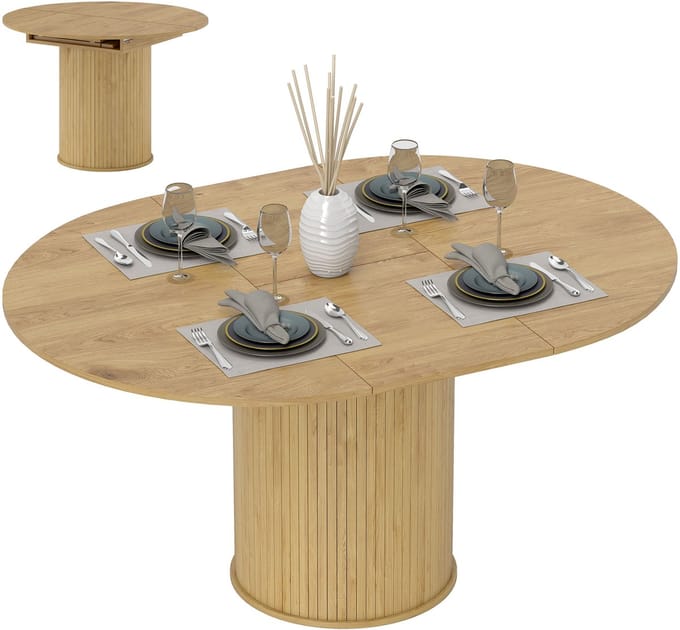 HOMCOM - Uitschuifbare eettafel - MDF - 150x110x75cm - Natuurlijk hout
