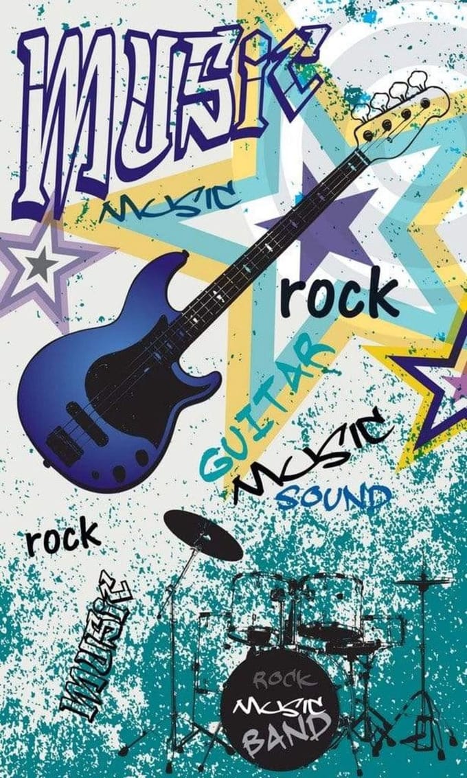 Fotobehang - Blue Guitar 150x250cm - Vliesbehang