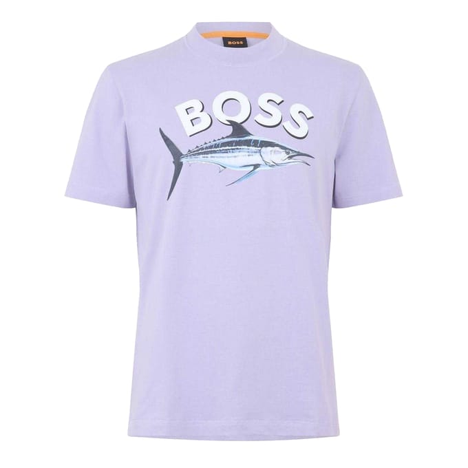 Boss Heren Fish Katoenen T-Shirt (Paars)