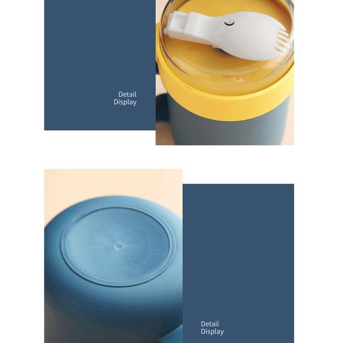500ML Soepbeker Draagbare Stevige Plastic Geïsoleerde Soepcontainers met Deksel en Lepel voor Kantoor 500ML yellow