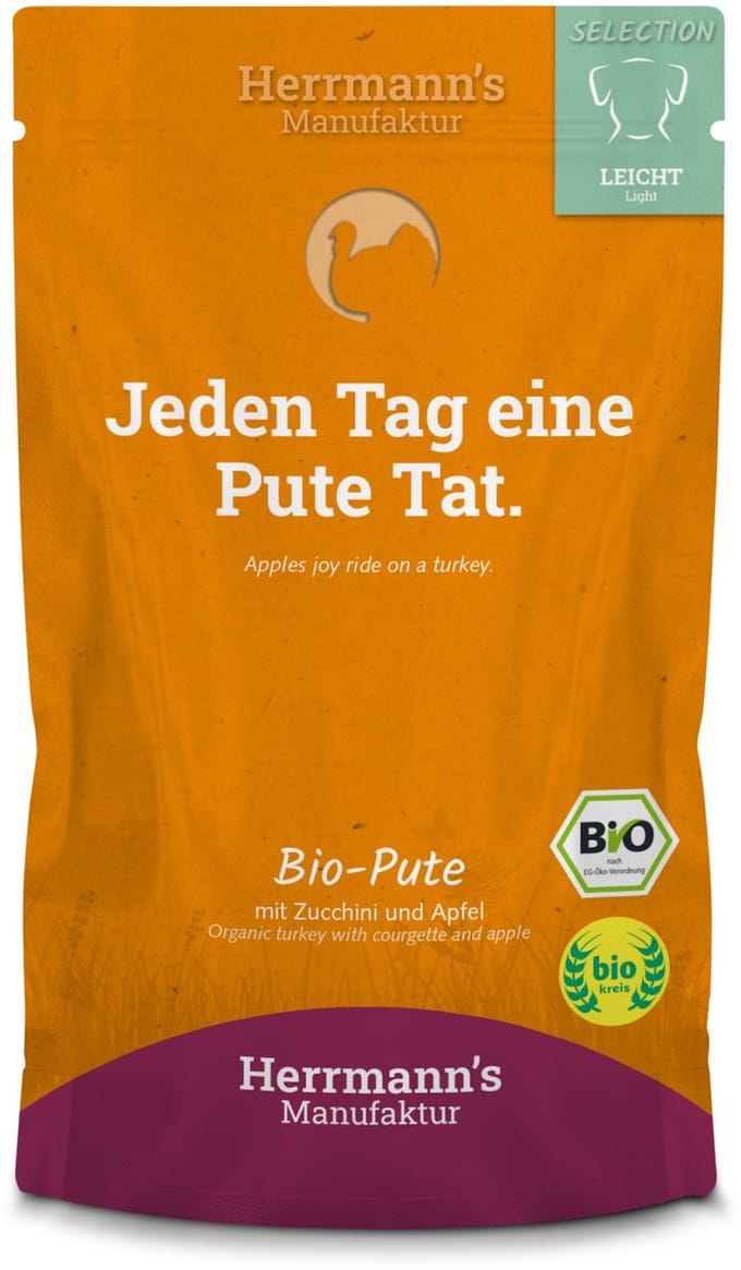 Herrmann's Bio Light hond Kalkoen met courgette 150 gr. - per 14 stuks