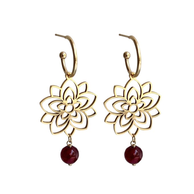 FlowJewels - oorbellen - bloem - stainless steel - goud