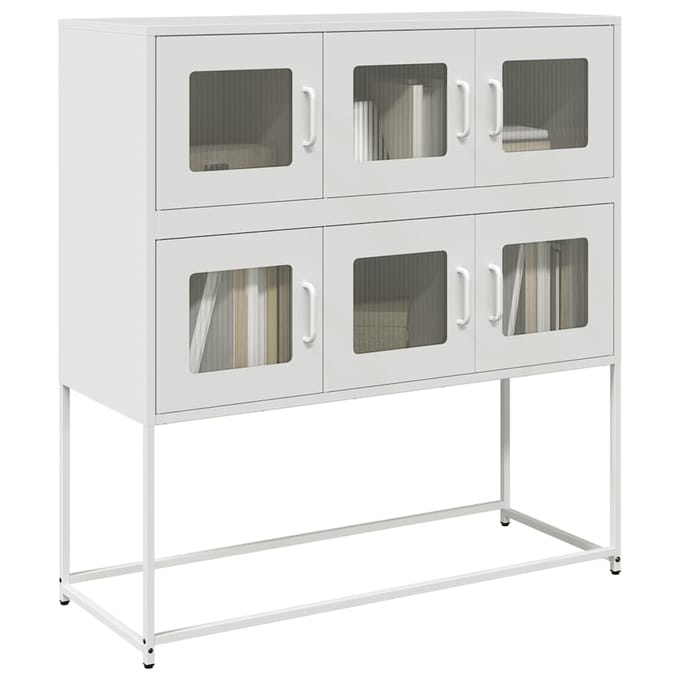 vidaXL - Dressoir - 100,5x39x107 - cm - koudgewalst - staal - wit