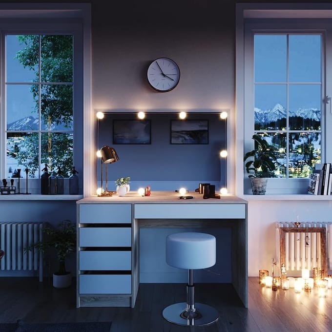 Kaptafel Set met Kruk en LED Verlichting