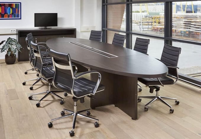 Ovale vergadertafel Chief 420x138cm in Donker Eiken