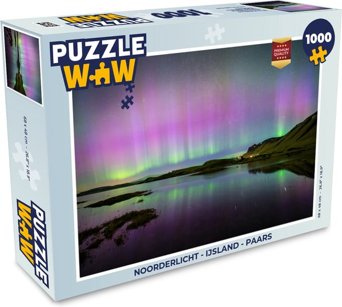 Puzzel Noorderlicht - IJsland - Paars - Legpuzzel - Puzzel 1000 stukjes volwassenen