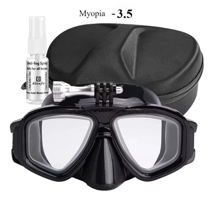 Masque de plongée sous-marine avec support GoPro Lentille trempée Lunettes de plongée et de natation Bande élastique élastique Boîte cadeau