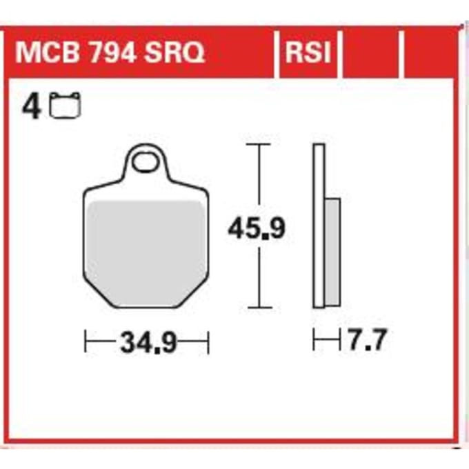 Remblokset TRW MCB794RSI zonder typegoedkeuring