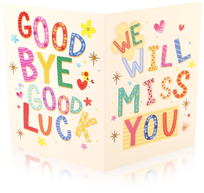 Dailygoods - Grote Afscheidskaart met Envelop - We Will Miss You Goodbye Good Luck