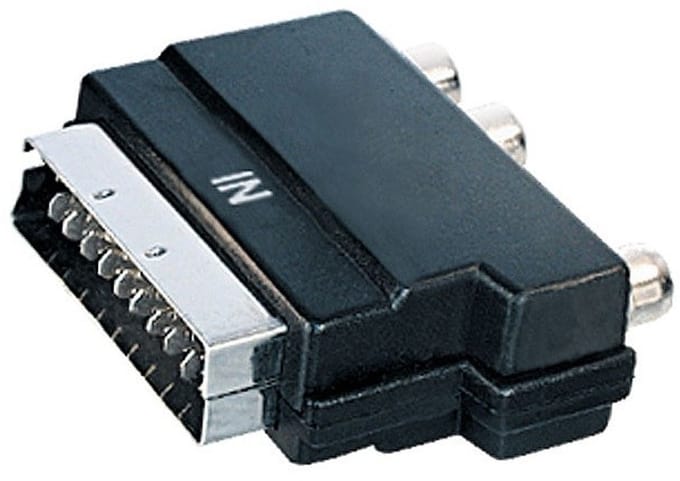 Scart IN (m) - Composiet 3RCA (v) adapter / zwart