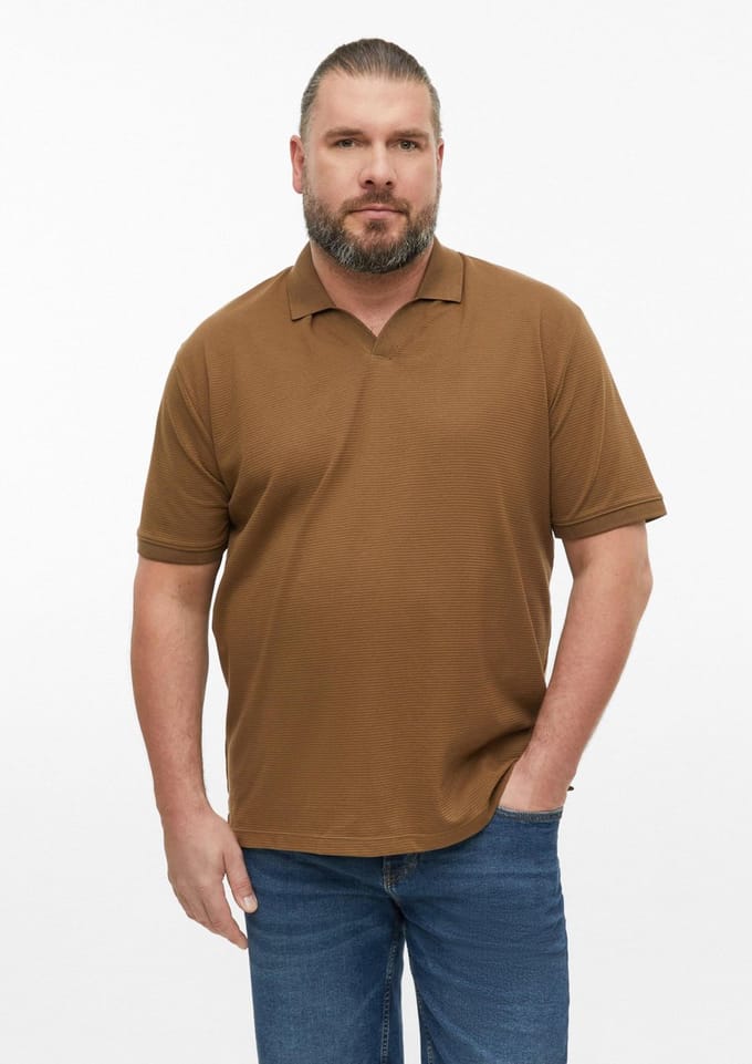 Polo met gestructureerd jacquard en ribgebreide randen s.Oliver