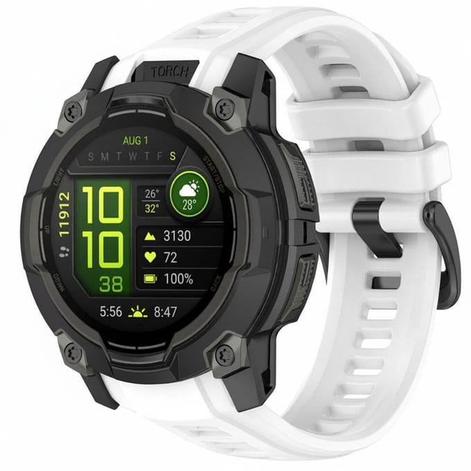 Siliconen bandje - geschikt voor Garmin Instinct 3 Amoled / Solar 45mm - gespsluiting - wit