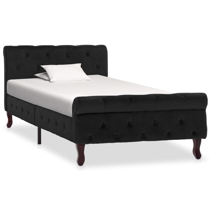 vidaXL - Bedframe - fluweel - zwart - 90x200 - cm