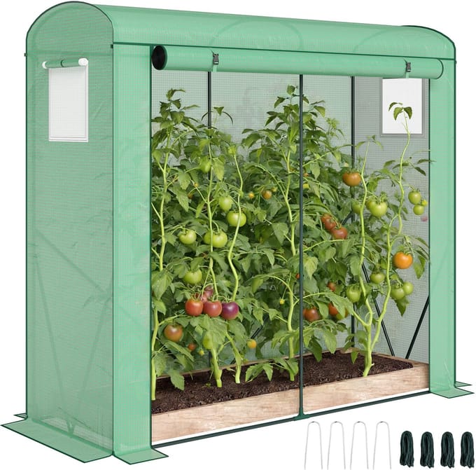 Outsunny Kas-Staal, PE-200L x 75B x 188H cm-Groen