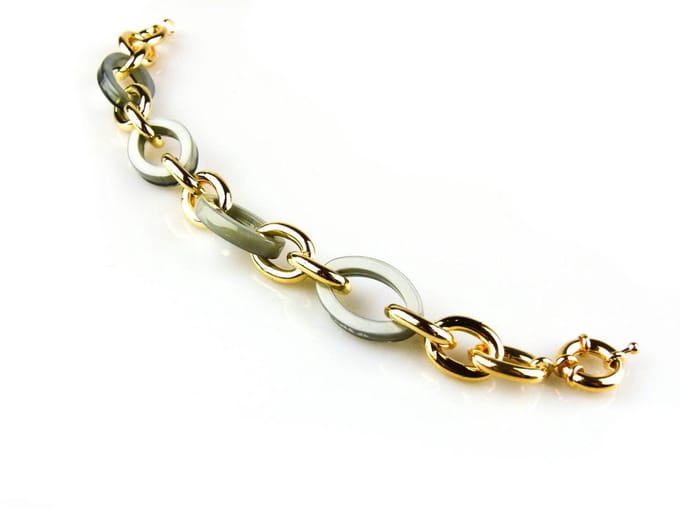 model Marilyn Monroe armband in brons goudkleurige schakels met grijs groene resin