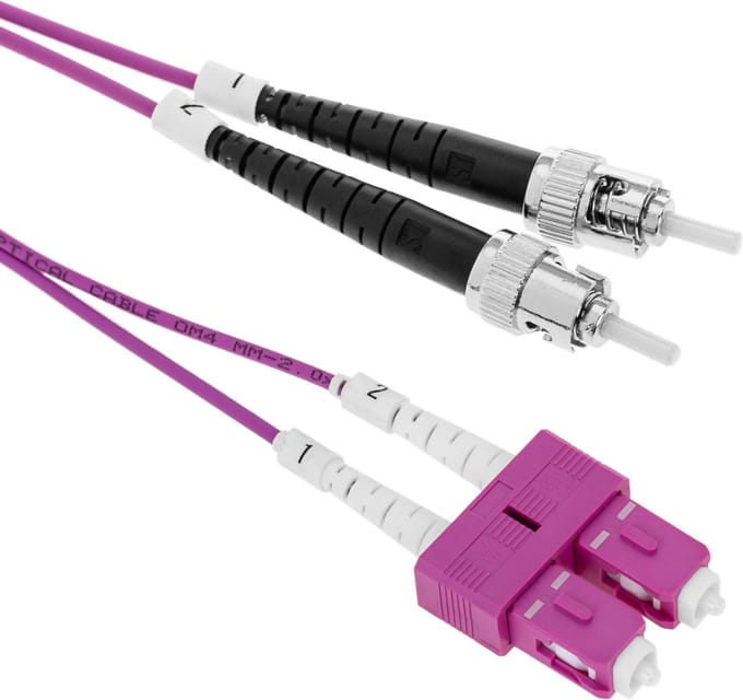 BeMatik - 2m ST naar SC Multimode (MM) Duplex OM4 glasvezelkabel