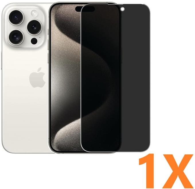 Screenprotector Glas - Privacy Tempered Glass Screen Protector Anti-Spy - 1x Geschikt voor: Apple iPhone 16 Pro Max