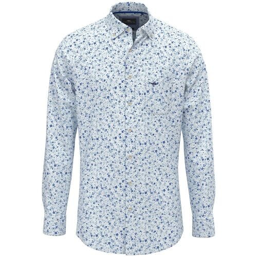 Fynch-Hatton Overhemd Mini Flower Pattern Splashy Ocean / male