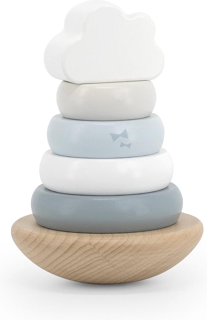 Label Label houten stapelringen balans blauw FSC speelgoed.
