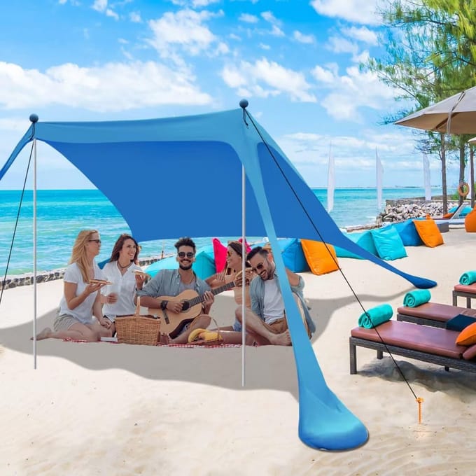 Strandtent Zonnescherm UV Bescherming Opzetbaar en Stevig