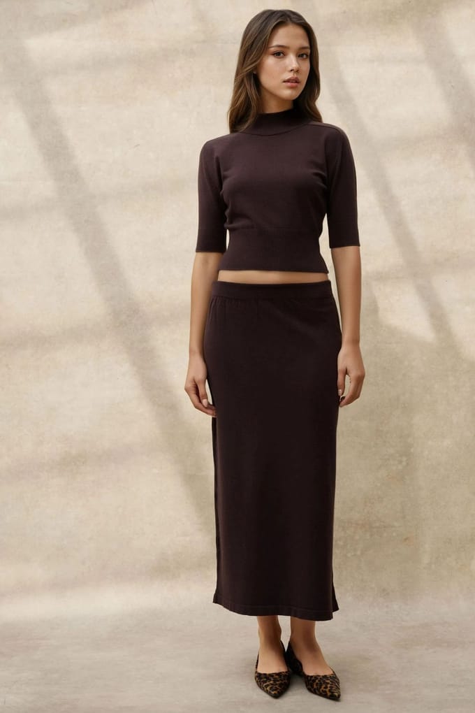 Zachte Textuur Gebreide Midi Rok